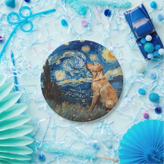 Labrador Retriever Gelbe Labrador Hund Starry Nigh Pappteller (Party)