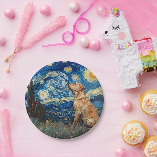 Labrador Retriever Gelbe Labrador Hund Starry Nigh Pappteller (Party)