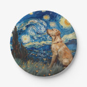 Labrador Retriever Gelbe Labrador Hund Starry Nigh Pappteller (Vorderseite)
