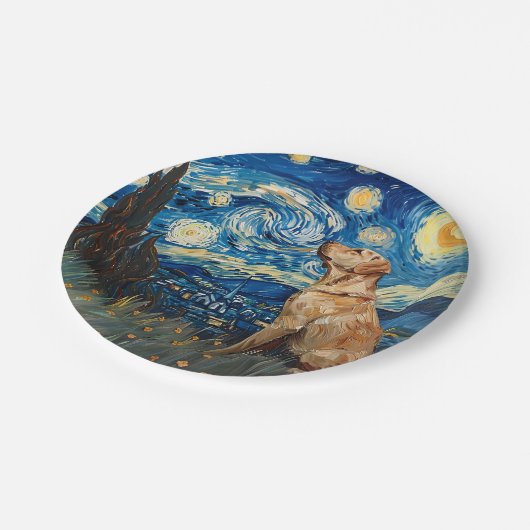 Labrador Retriever Gelbe Labrador Hund Starry Nigh Pappteller (Schrägansicht)