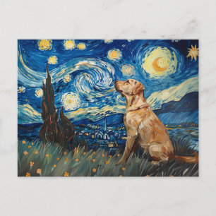 Labrador Retriever Gelbe Labrador Hund Starry Nigh Postkarte