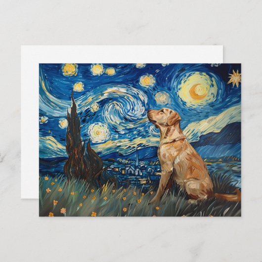 Labrador Retriever Gelbe Labrador Hund Starry Nigh Postkarte (Vorne/Hinten)