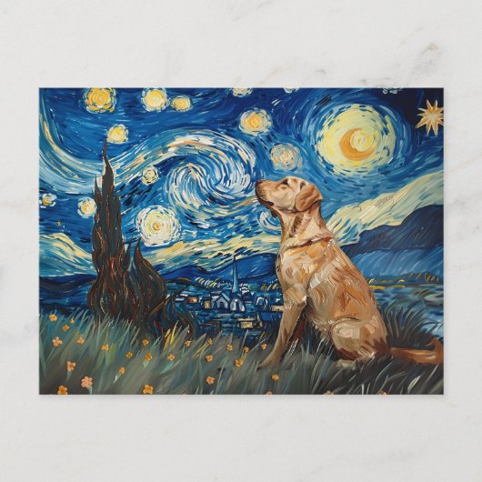 Labrador Retriever Gelbe Labrador Hund Starry Nigh Postkarte (Vorderseite)