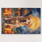 Labrador Retriever gemütliches Halloween-Porträt K Puzzle (Horizontal)