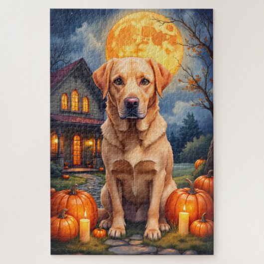 Labrador Retriever gemütliches Halloween-Porträt K Puzzle (Vertikal)