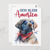 Labrador Retriever, God Bless America Postcard Postkarte (Vorne/Hinten)