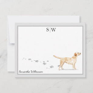 Labrador Retriever Grau Border Monogram Custom Mitteilungskarte
