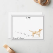 Labrador Retriever Gray Border Monogram Custom Mitteilungskarte (Vorderseite/Rückseite Beispiel)