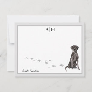 Labrador Retriever Gray Border Monogram Note Card Mitteilungskarte