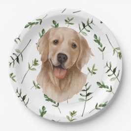 Labrador Retriever Greenery Boho Baby Shower Pappteller