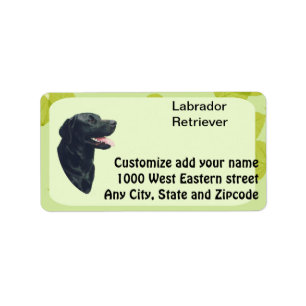 Labrador-Retriever ~ Grün-Blätter-Entwurf Adressaufkleber