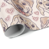 Labrador Retriever Hand-Drawn Cartoon Head Geschenkpapier (Rolleneckpunkt)