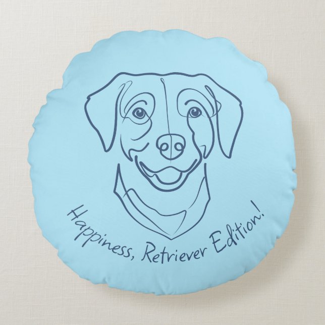 Labrador Retriever. Happiness, Retriever Edition! Rundes Kissen (Vorderseite)