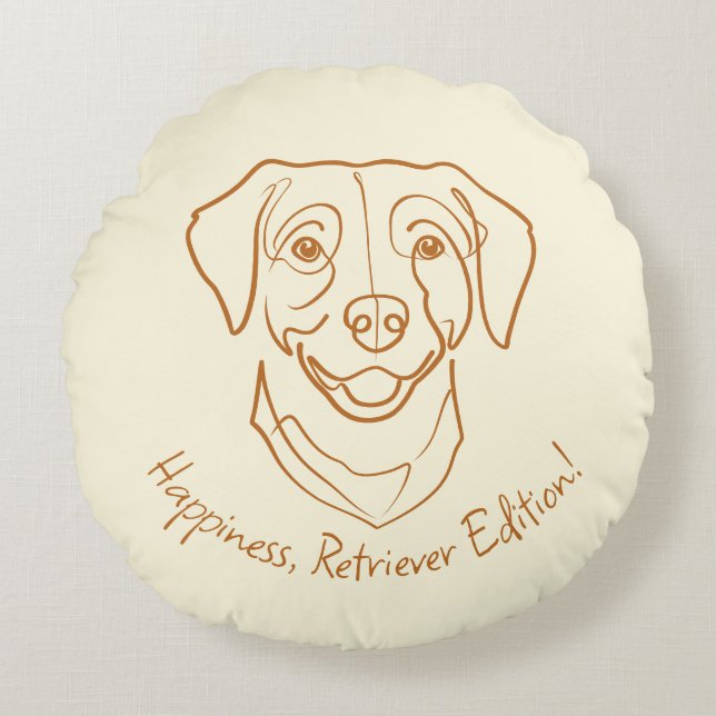 Labrador Retriever. Happiness, Retriever Edition! Rundes Kissen (Vorderseite)