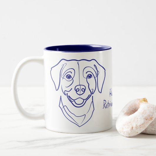 Labrador Retriever. Happiness, Retriever Edition! Zweifarbige Tasse (Mit Donut)