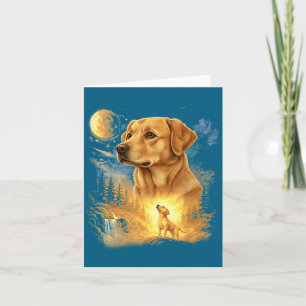 Labrador Retriever Heult Zum Mond Vintage Retro Karte