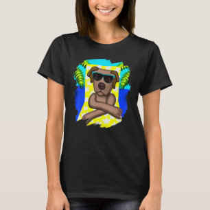 Labrador Retriever Hund chillt am Strand mit Palme T-Shirt