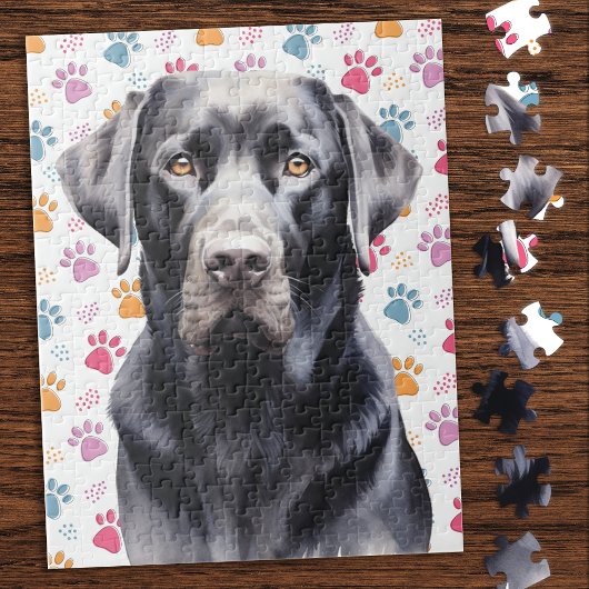 Labrador Retriever Hund farbenfrohe Paw Prints Puzzle