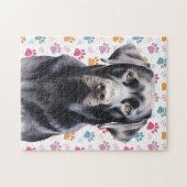 Labrador Retriever Hund farbenfrohe Paw Prints Puzzle (Horizontal)