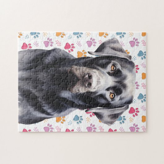 Labrador Retriever Hund farbenfrohe Paw Prints Puzzle (Horizontal)
