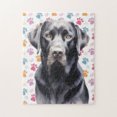 Labrador Retriever Hund farbenfrohe Paw Prints Puzzle (Vertikal)