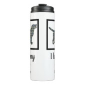 Labrador Retriever Hund Gelb & Blau Silhouette Thermosbecher (Vorderseite)