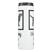 Labrador Retriever Hund Gelb & Blau Silhouette Thermosbecher (Rückseite)