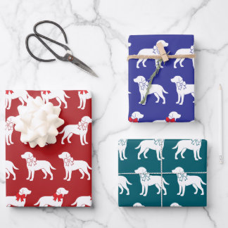 Labrador Retriever Hund Geschenk Schleifen Muster Geschenkpapier Set