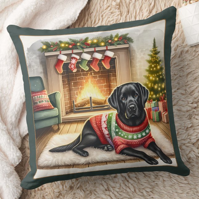 Labrador Retriever Hund Holiday Black Lab Kissen (Von Creator hochgeladen)