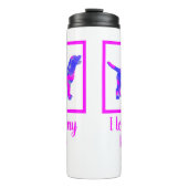 Labrador Retriever Hund Hot Pink & Blue Silhouette Thermosbecher (Vorderseite)