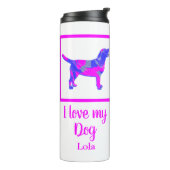 Labrador Retriever Hund Hot Pink & Blue Silhouette Thermosbecher (Nach links gedreht)