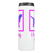 Labrador Retriever Hund Hot Pink & Blue Silhouette Thermosbecher (Rückseite)