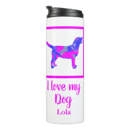 Labrador Retriever Hund Hot Pink & Blue Silhouette Thermosbecher