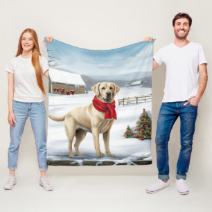 Labrador Retriever Hund im Schnee Weihnachten Fleecedecke