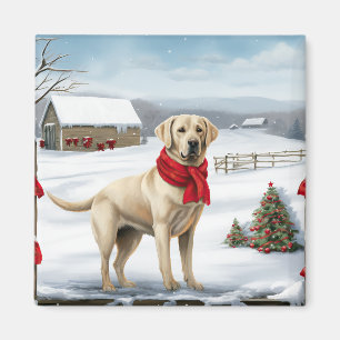 Labrador Retriever Hund im Schnee Weihnachten Magnet