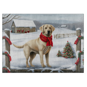 Labrador Retriever Hund im Schnee Weihnachten Schneidebrett