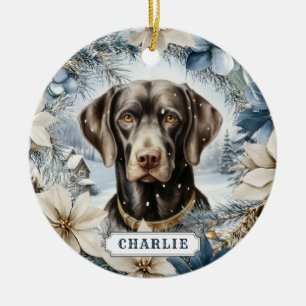 Labrador Retriever Hund Keramik Kreis Weihnachtsba Ornament