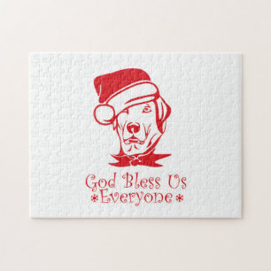 Labrador Retriever Hund mit Weihnachtsmannmütze Puzzle