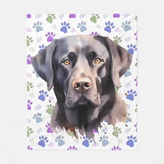 Labrador Retriever Hund Moderne farbenfrohe Paw Pr Fleecedecke (Vorderseite)