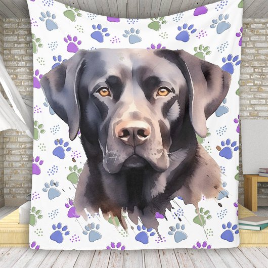 Labrador Retriever Hund Moderne farbenfrohe Paw Pr Fleecedecke