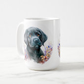 Labrador Retriever Hund Moderne, florale Welpe Kaffeetasse (Vorderseite Links)