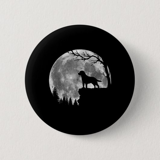 Labrador Retriever Hund Mond Silhouette Halloween Button (Vorderseite)