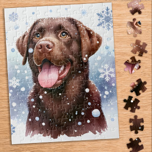 Labrador Retriever Hund Schneeflocken Weihnachten Puzzle