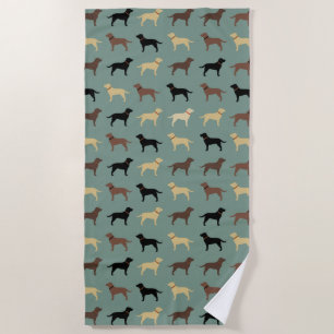 Labrador Retriever Hund Silhouetten Muster Labrado Strandtuch