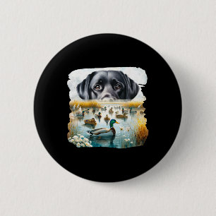 Labrador Retriever Hund Us Flag Duck Hunter Button