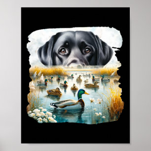 Labrador Retriever Hund Us Flag Duck Hunter Poster