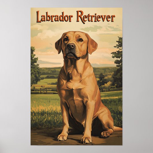 Labrador Retriever Hund Vintage Kunst Poster (Vorne)