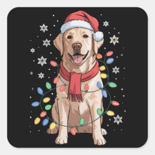 Labrador Retriever Hund Weihnachtsmann Hut Xmas We Quadratischer Aufkleber