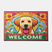 Labrador Retriever Hund Willkommen farbenfrohe Gre Fußmatte (Vorderseite)