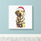 Labrador Retriever Hunde Baum Weihnachtspullover X Leinwanddruck (Insitu (Holzboden))